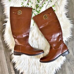 Tommy Hilfiger Twinezza Riding Boots Brown Cognac Tall Knee High Size 7.5 M